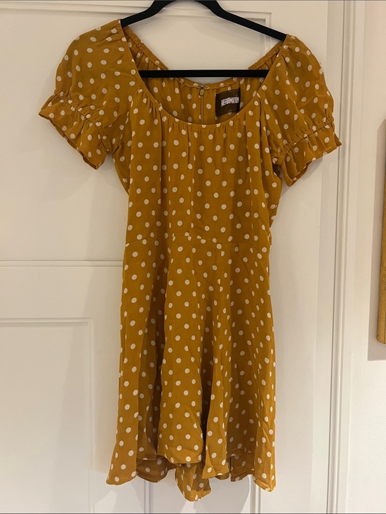 Reformation Dresses & Skirts - Reformation Mustard Polka Dot Mini Dress